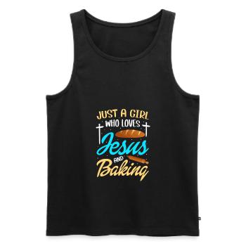Just A Girl Who Loves Jesus And Baking - Männer Premium Bio Tank Top - Schwarz - Vorne - Michal (187cm)