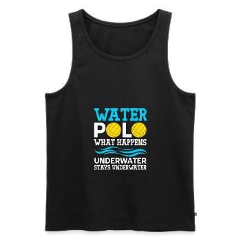 Water-polo Que se passe-t-il sous l’eau Séjours - Débardeur bio Premium Homme - noir - Devant - AI Model Male 178 light (178cm)
