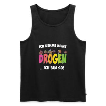 Ich nehme keine Drogen - Ich bin so - Männer Premium Bio Tank Top - Schwarz - Vorne - AI Model Male 178 light (178cm)
