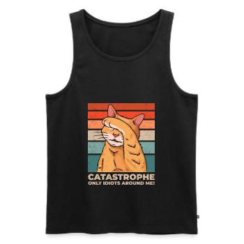 Cat Disaster Everywhere Idiots Drôle - Débardeur bio Premium Homme - noir - Devant - Michal (187cm)