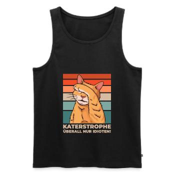 Katze Katastrophe überall Idioten Lustig - Männer Premium Bio Tank Top - Schwarz - Vorne - Michal (187cm)