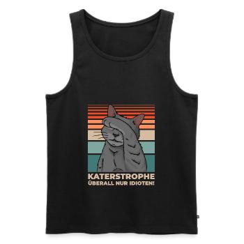 Graue Katze Katastrophe überall Idioten Lustig - Männer Premium Bio Tank Top - Schwarz - Vorne - Michal (187cm)