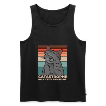 Cat Disaster Everywhere Idiots Drôle - Débardeur bio Premium Homme - noir - Devant - Michal (187cm)