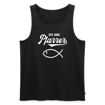 Pfarrer 2025 Fisch Christen Symbol Christentum - Männer Premium Bio Tank Top - Schwarz - Vorne - Michal (187cm)