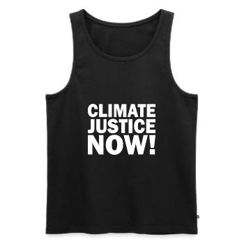 Climate justice now - Männer Premium Bio Tank Top - Schwarz - Vorne - AI Model Male 178 light (178cm)