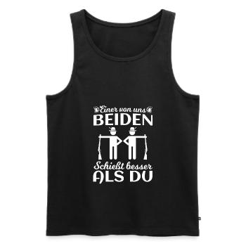 Einer von uns beiden Sportschütze Königskompanie - Männer Premium Bio Tank Top - Schwarz - Vorne - AI Model Male 178 light (178cm)