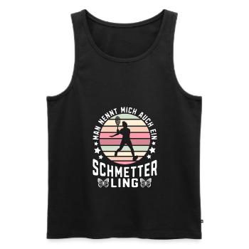 Mann nennt mich auch Schmetter Ling Squashspieler - Männer Premium Bio Tank Top - Schwarz - Vorne - AI Model Male 178 light (178cm)