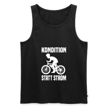 Kondition Statt Strom Lustiger Fahrrad Spruch - Männer Premium Bio Tank Top - Schwarz - Vorne - AI Model Male 178 light (178cm)