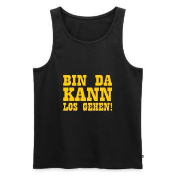 Bin da kann losgehen - Männer Premium Bio Tank Top - Schwarz - Vorne - Michal (187cm)