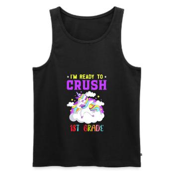 Ich bin bereit, Regenbogenmädchen Jungen der 1. Klasse zu zerquetschen - Männer Premium Bio Tank Top - Schwarz - Vorne - AI Model Male 178 light (178cm)