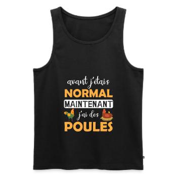 Poule - Ferme - Cadeau - Drôle - Poulailler - Débardeur bio Premium Homme - noir - Devant - Michal (187cm)