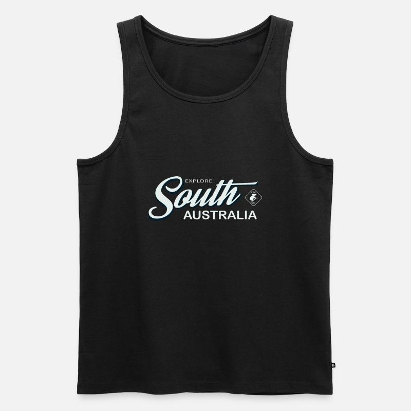 EXPLORE SOUTH AUSTRALIA - Men's Premium Organic Tank Top - black