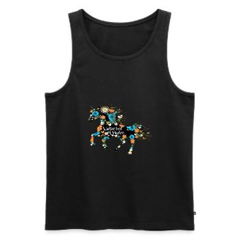 Haflinger Pferd mit Blumen und Herzen - Männer Premium Bio Tank Top - Schwarz - Vorne - Michal (187cm)