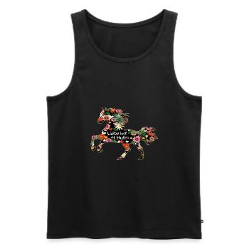 Pferd mit Blumen - Männer Premium Bio Tank Top - Schwarz - Vorne - AI Model Male 178 light (178cm)