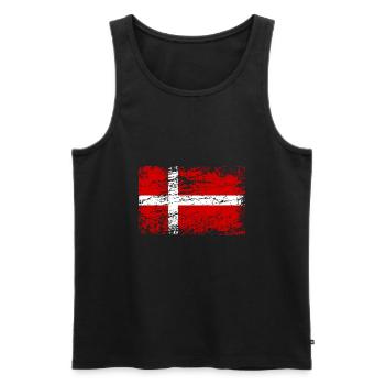 Dänische Flagge im Vintage-Stil - Männer Premium Bio Tank Top - Schwarz - Vorne - Michal (187cm)