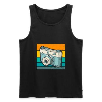 Photography Camera Lens Retro - Männer Premium Bio Tank Top - Schwarz - Vorne - Michal (187cm)