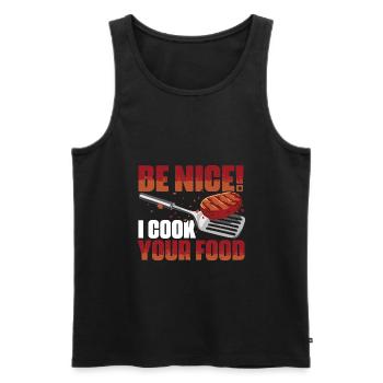 Sois gentil je cuisine ta nourriture Drôle de cuisine - Débardeur bio Premium Homme - noir - Devant - Michal (187cm)