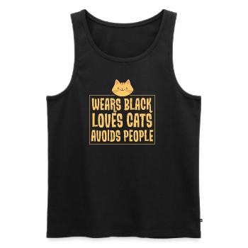 Wear black - dear cats - avoid people - Men's Premium Organic Tank Top - black - Front - AI Model Male 178 light (178cm)