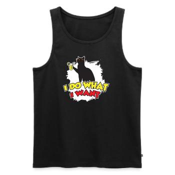 Katzenshirt: Ich mache was ich will! - Männer Premium Bio Tank Top - Schwarz - Vorne - Michal (187cm)