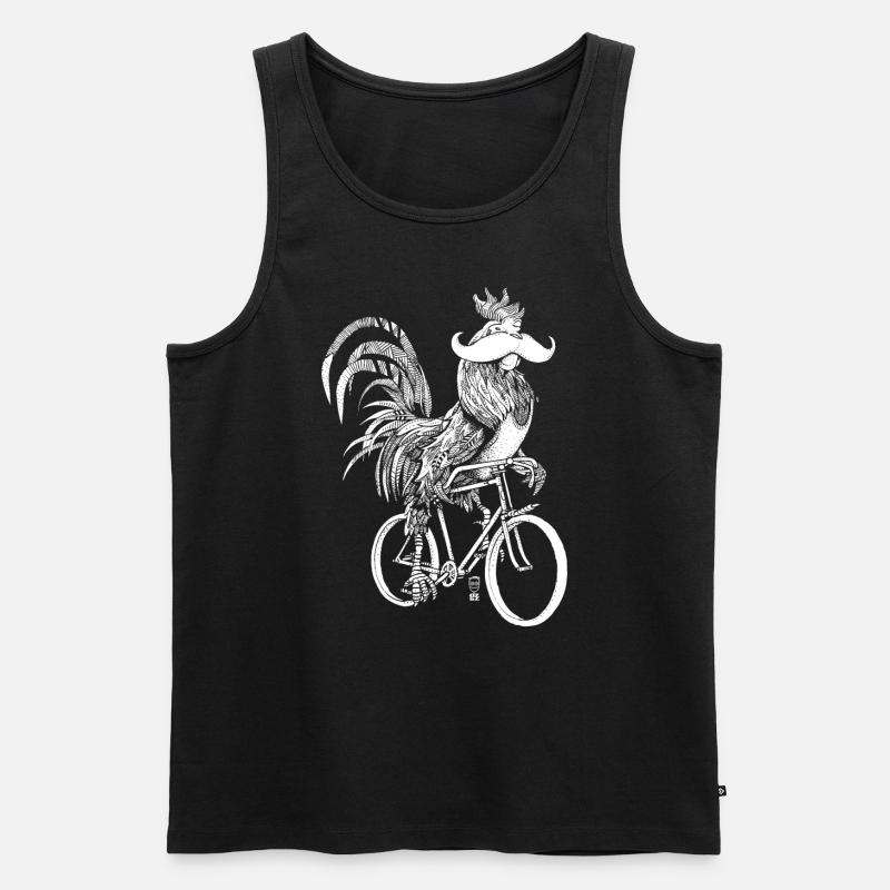 Coq & Bicycles - version blanche - Débardeur bio Premium Homme - noir