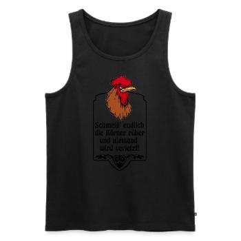 Niemand wird verletzt - grimmiger Hahn - Männer Premium Bio Tank Top - Schwarz - Vorne - Michal (187cm)