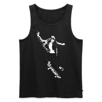 Skate Girl Kickflip Street Art - Débardeur bio Premium Homme - noir - Devant - Michal (187cm)
