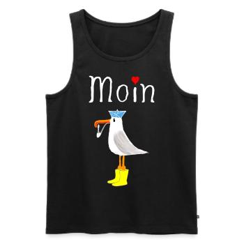 Moin Anker Möwe Seemann - Männer Premium Bio Tank Top - Schwarz - Vorne - AI Model Male 178 light (178cm)