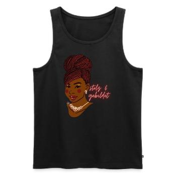 black & proud design educated woman braids - Men's Premium Organic Tank Top - black - Front - AI Model Male 178 light (178cm)
