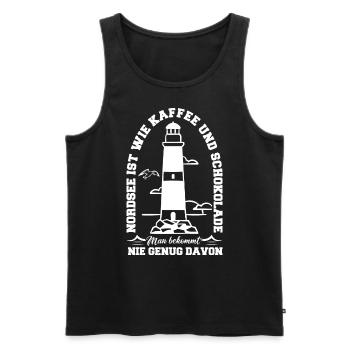 Nordsee Kaffee und Schokolade Nordseeurlaub Family - Männer Premium Bio Tank Top - Schwarz - Vorne - Michal (187cm)
