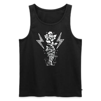 Skeleton Hand holding a Rose - Gothic - Men's Premium Organic Tank Top - black - Front - AI Model Male 178 light (178cm)