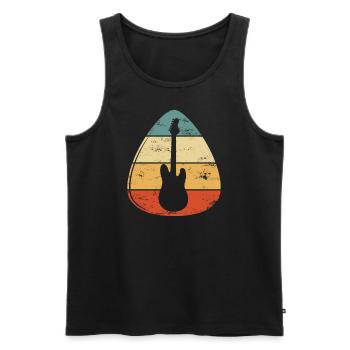 E-Gitarre retro Design in Form Gitarren-Plektrum - Männer Premium Bio Tank Top - Schwarz - Vorne - AI Model Male 178 light (178cm)