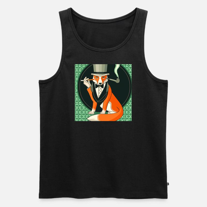 Fuchs mit Zylinder - Männer Premium Bio Tank Top - Schwarz