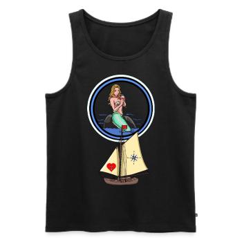 Maritime Seaman Mermaid Mermaid Voilier Ahoy - Débardeur bio Premium Homme - noir - Devant - AI Model Male 178 light (178cm)