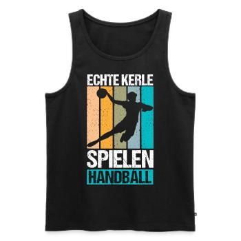 Echte Kerle spielen Handball - Männer Premium Bio Tank Top - Schwarz - Vorne - Michal (187cm)