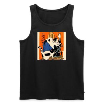 Chats dans le style artistique japonais 3 - Débardeur bio Premium Homme - noir - Devant - AI Model Male 178 light (178cm)