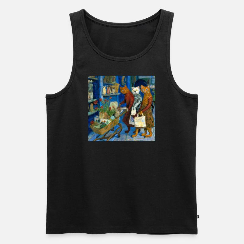 Katzen im Van Gogh Stil 2 - Männer Premium Bio Tank Top - Schwarz