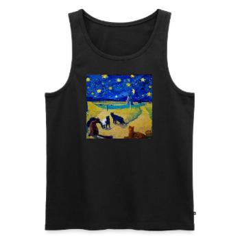 Katzen in van Goghs starry night - Männer Premium Bio Tank Top - Schwarz - Vorne - Michal (187cm)