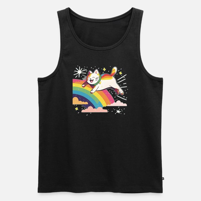 Fluffy Comic Cat - Männer Premium Bio Tank Top - Schwarz