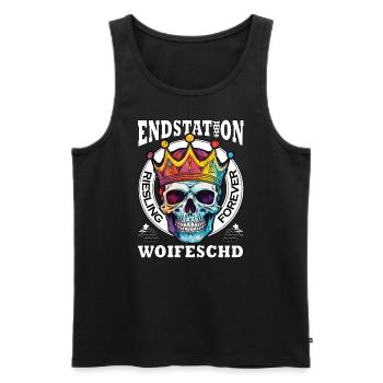 Pfalz Schorle Riesling Endstation Weinfest Motiv - Männer Premium Bio Tank Top - Schwarz - Vorne - Michal (187cm)
