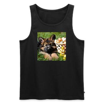 Puppy - German Shepherd - Men's Premium Organic Tank Top - black - Front - Michal (187cm)