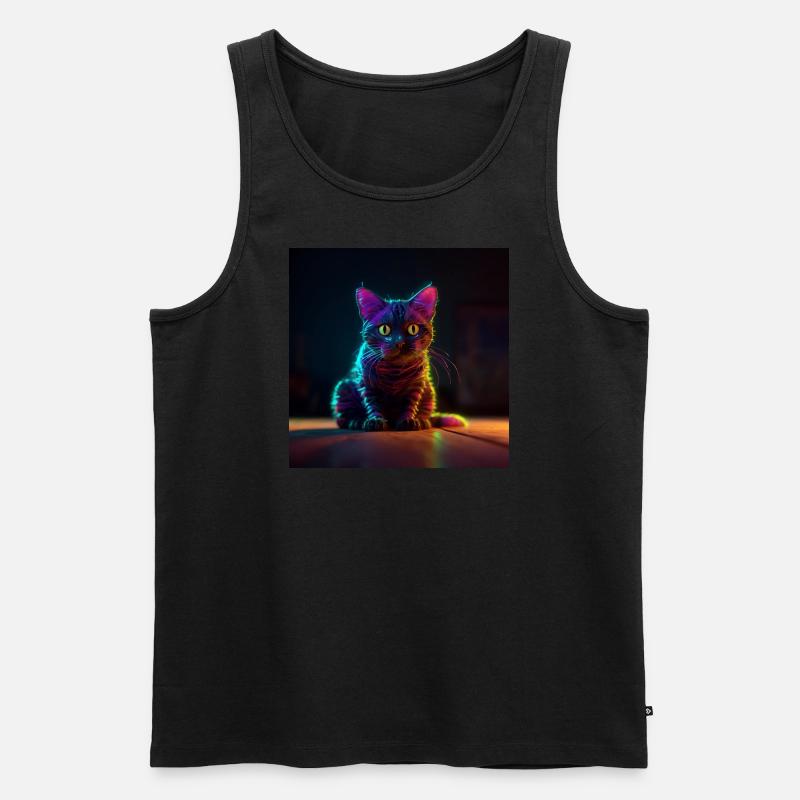 Neon Katze2 - Männer Premium Bio Tank Top - Schwarz