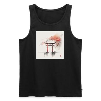 Art traditionnel japonais - Débardeur bio Premium Homme - noir - Devant - AI Model Male 178 light (178cm)