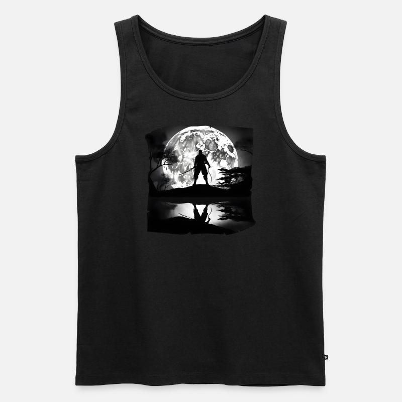 Samurai im Mond #3 - Männer Premium Bio Tank Top - Schwarz