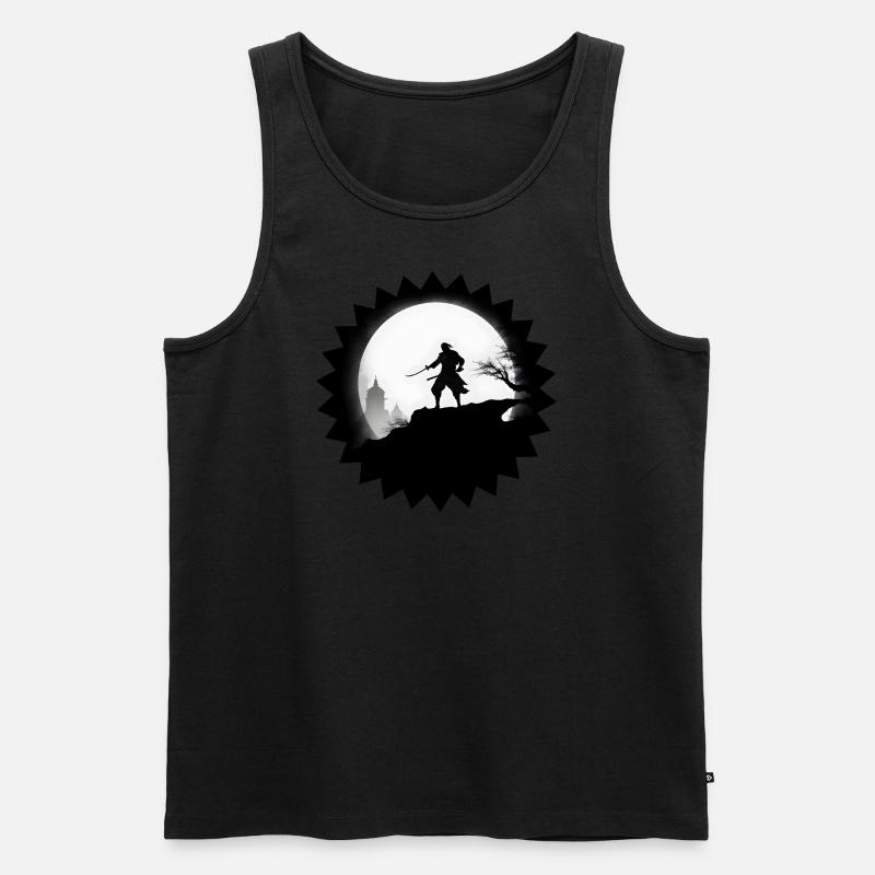 Samurai im Mond #2 - Männer Premium Bio Tank Top - Schwarz