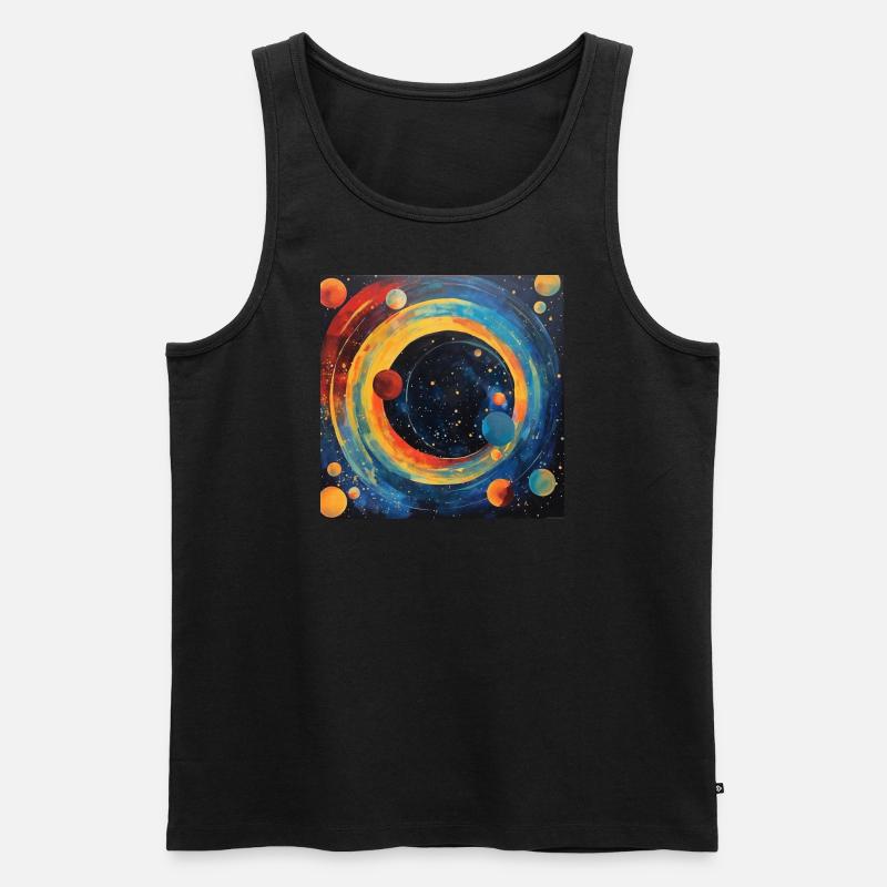 Abstraction circulaire du système solaire - Débardeur bio Premium Homme - noir