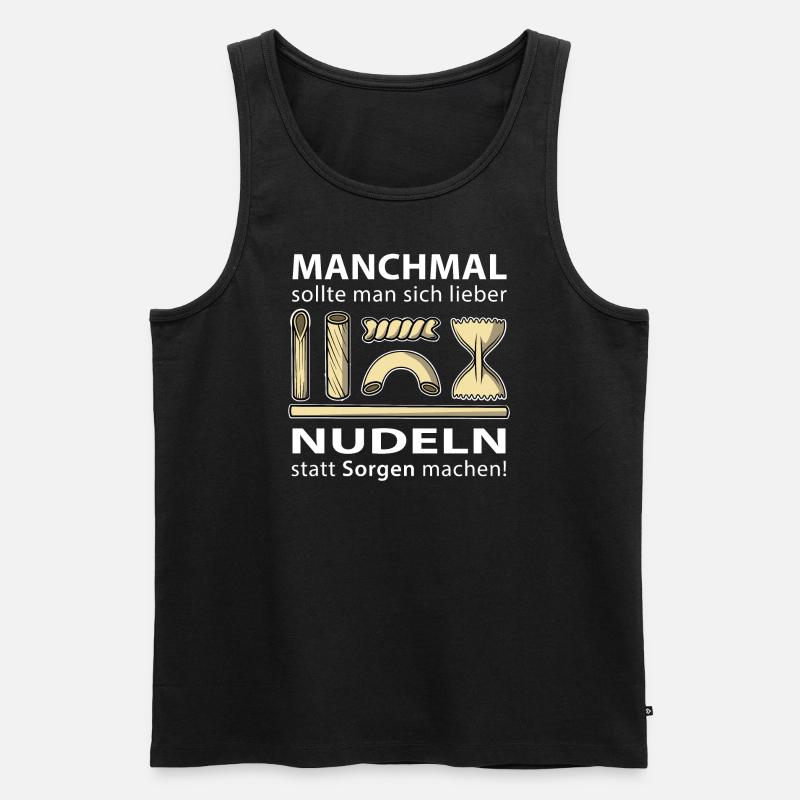 Nudeln statt Sorgen machen - Männer Premium Bio Tank Top - Schwarz