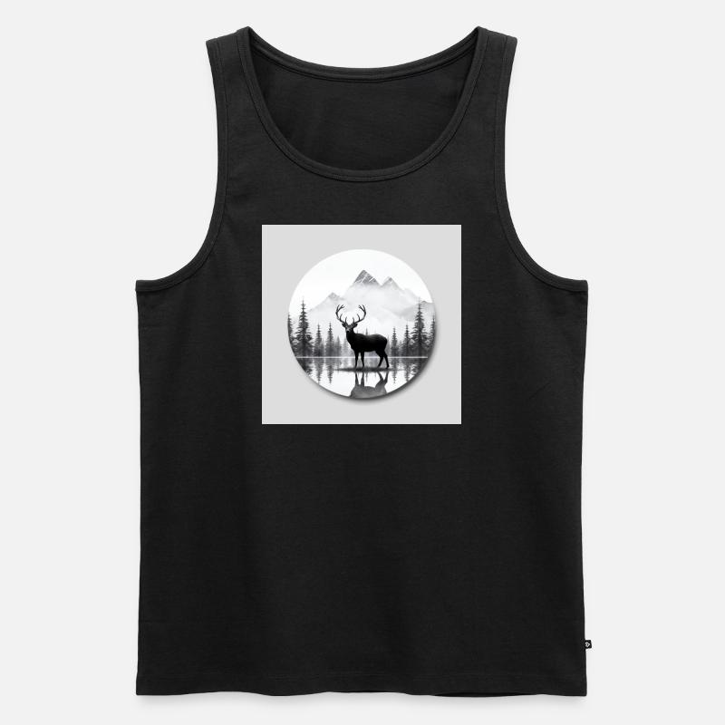 Hirsch - Männer Premium Bio Tank Top - Schwarz