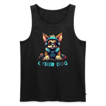 Conception de cyber-chiens - Débardeur bio Premium Homme - noir - Devant - Michal (187cm)