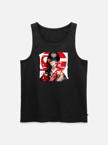 Japanisches Mädchen Rot Weiß - Männer Premium Bio Tank Top - Schwarz