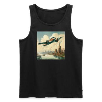 Oldschool Flugzeug im Comic Style - Männer Premium Bio Tank Top - Schwarz - Vorne - Michal (187cm)